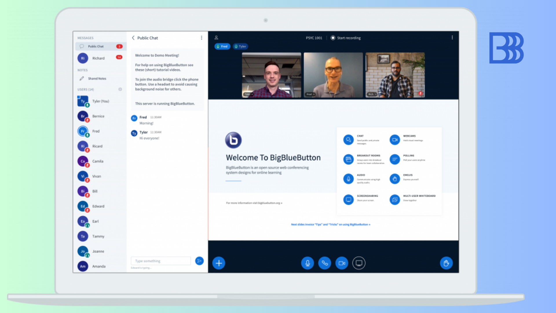 Specialized virtual classroom interface