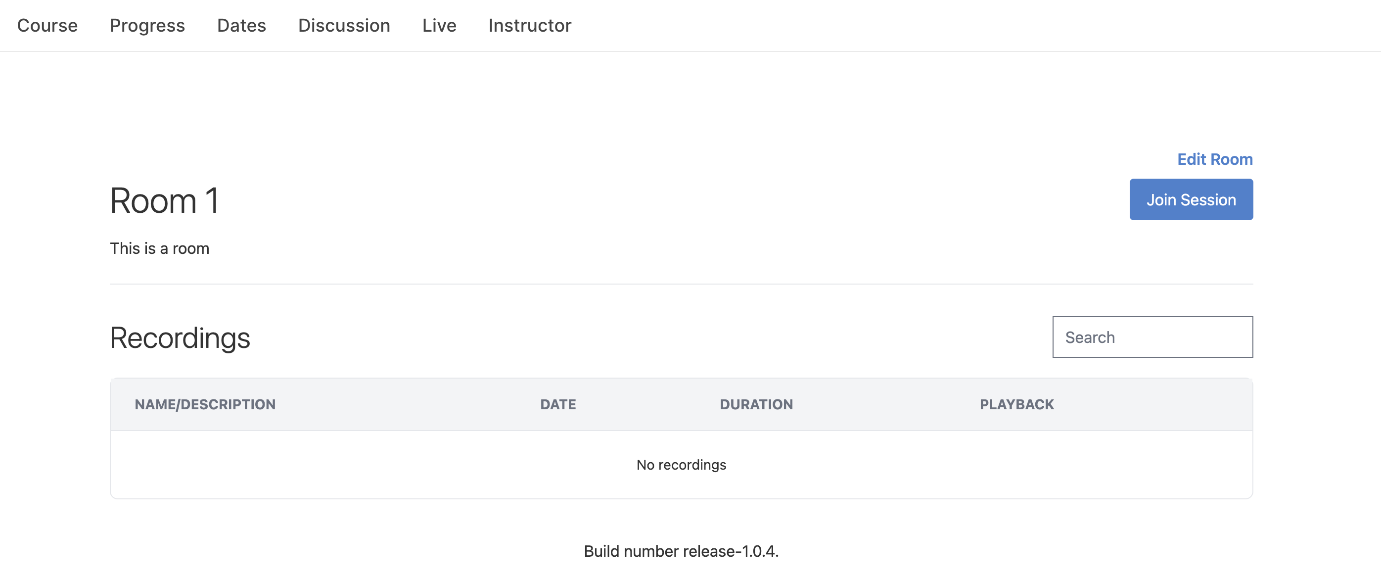 BigBlueButton in Open edX Live Tab